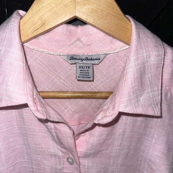 Tommy Bahama Ventana Plaid Linen Sleeveless Resort Shirt Dress in Bikini Pink XS - Picture 6 of 14